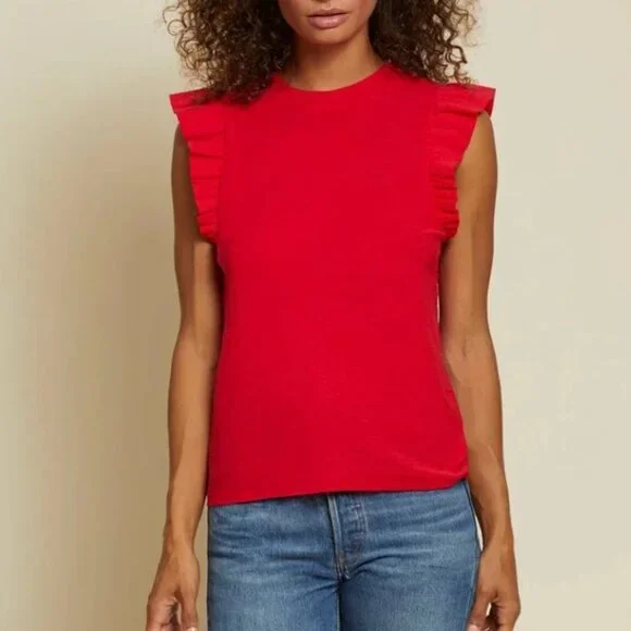 Nation LTD Red Ruffle Sleeve Tank Top - Picture 4 of 11